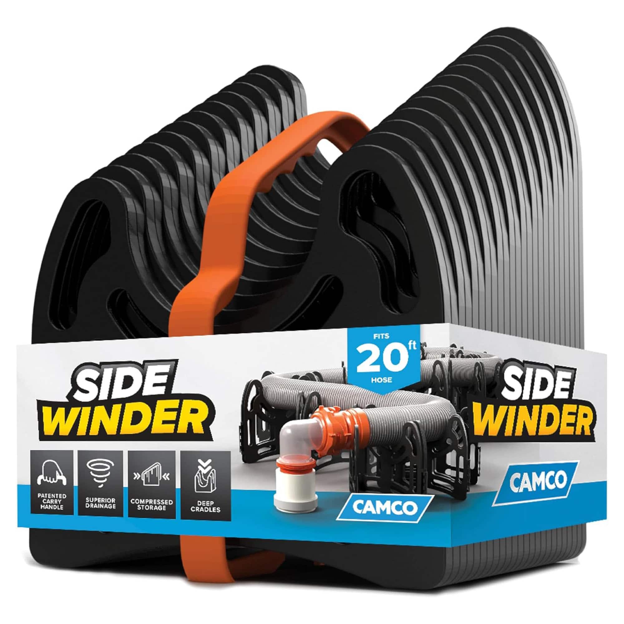Camco - Sidewinder RV Sewer Hose Support, Trailer and Camping Accessories, 20 Feet - Black