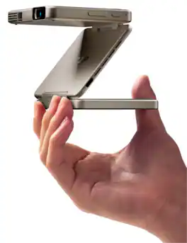 Aurzen - Tri-Fold Truly Mini Projector, Zero-Lag Focus, One-Click Screen Mirroring, 5000mAh Battery, DLP Tech - Gold