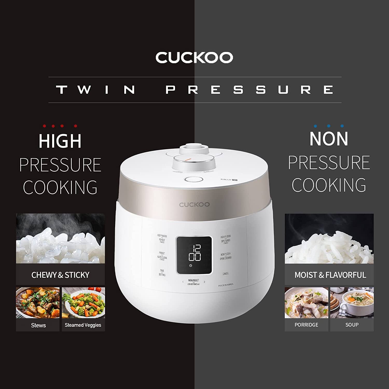 Alt View 1. Cuckoo - 10-Cup HP Twin Pressure Rice Cooker - CRP-ST1009F - White.