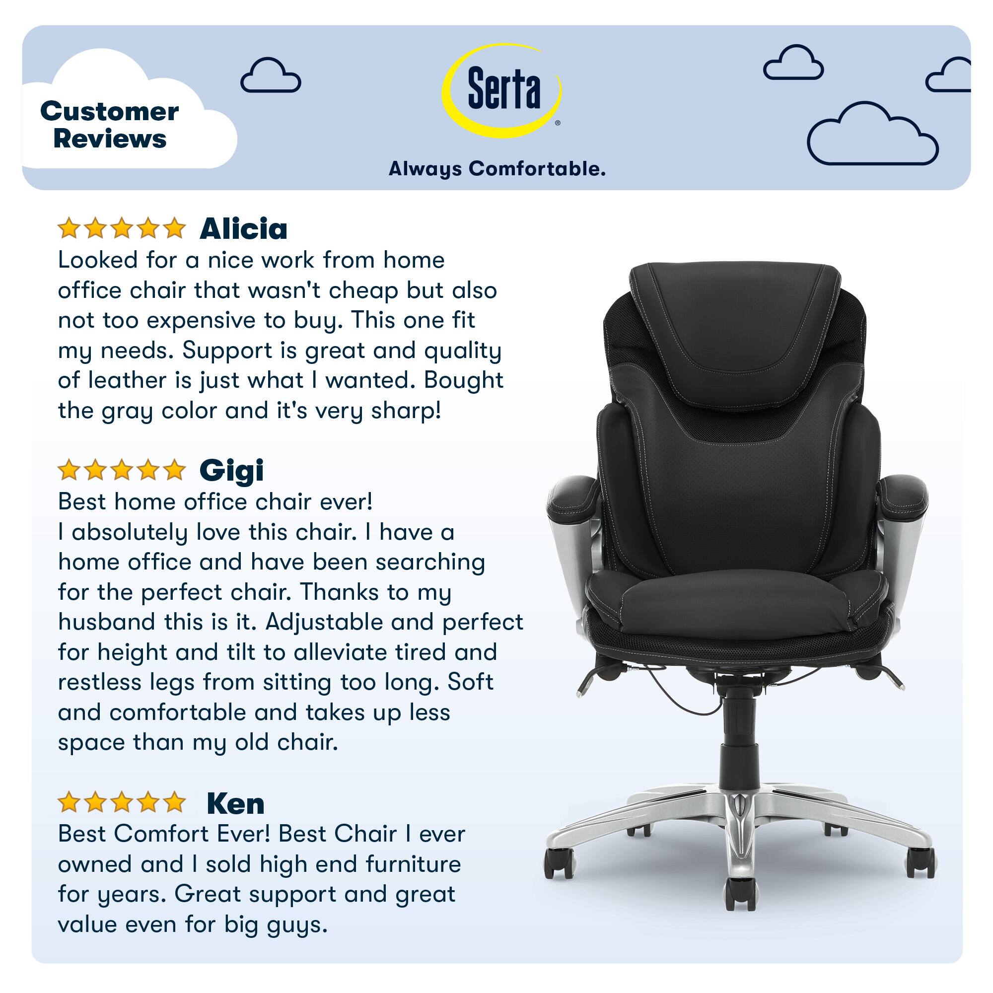Alt View 19. Serta - Bryce Bonded Leather Executive Office Chair - Black.