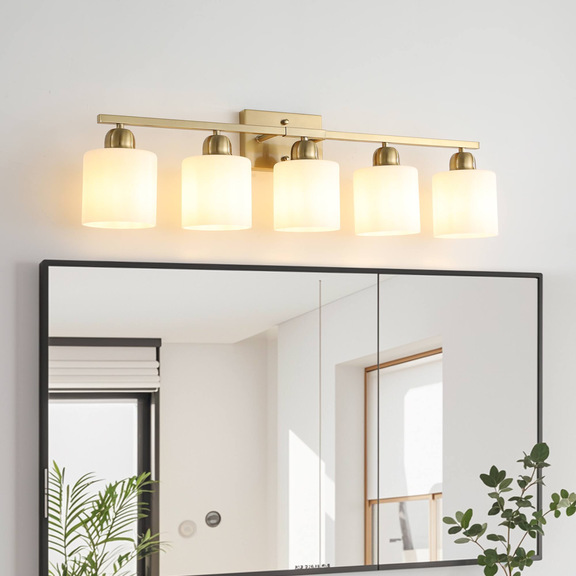 HOMLUX - 31.5 in. 5 Lights Gold LED Vanity Light Bar with Crystal Shade price history on PriceWatchPro