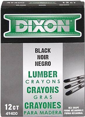 49400  
DIXON  
BLACK NOIR NEGRO  
LUMBER CRAYONS CRAYONS GRAS  
12 CT  
HEX SHAPE FORME HEXAGONALE FORMA HEXAGONAL  
PARA MADERA