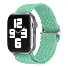 Front. StrapsCo - Braided Stretch Band Nylon Watch Strap For Apple Watch - 44mm/45mm/46mm/49mm (Short-Medium) - Mint.