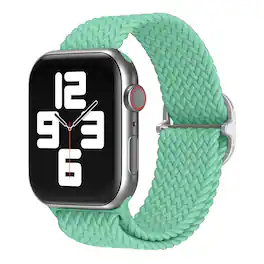 StrapsCo - Braided Stretch Band Nylon Watch Strap For Apple Watch - 44mm/45mm/46mm/49mm (Short-Medium) - Mint