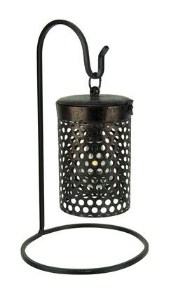 PD Home & Garden - Metal Cage Hanging LED Accent Light with Stand - Black