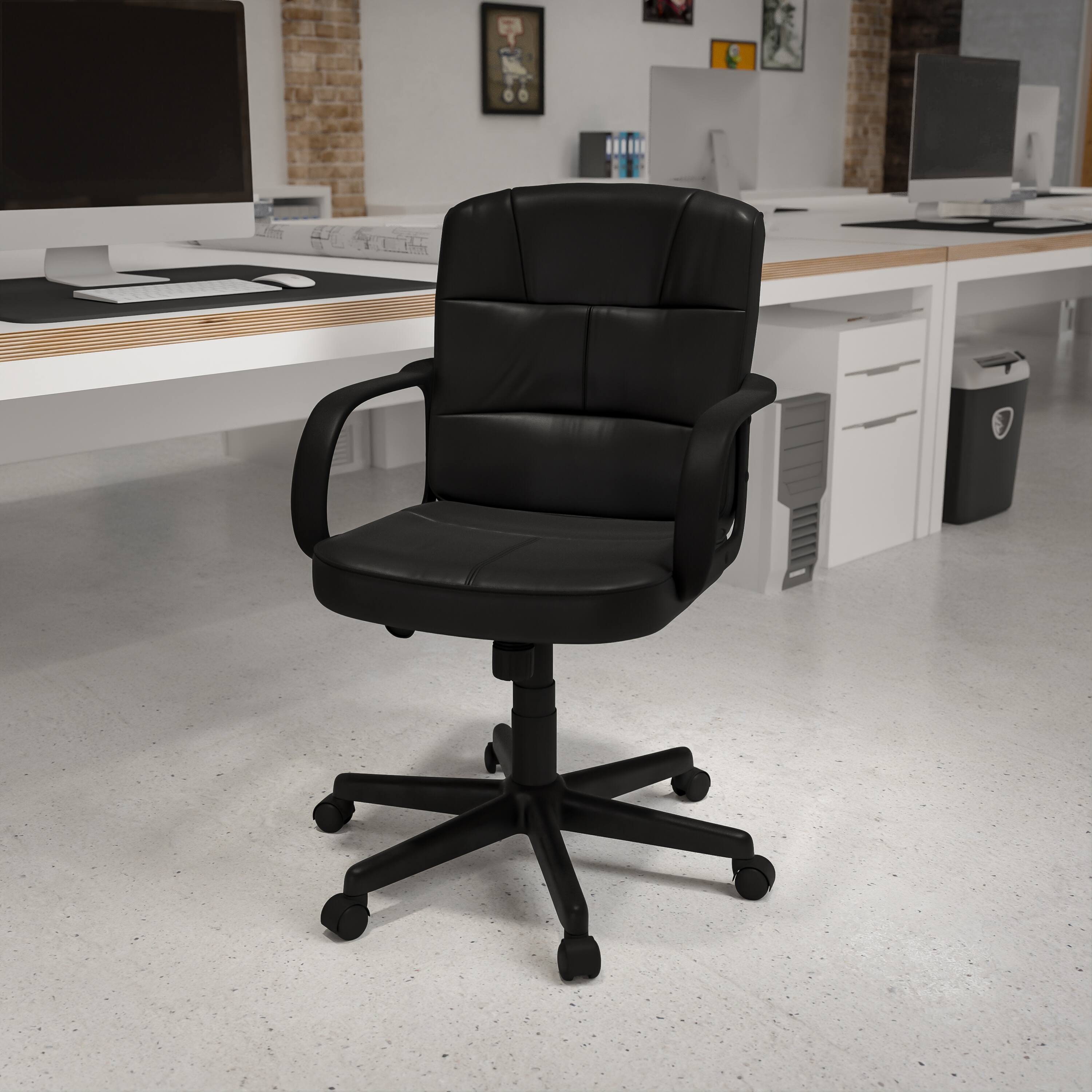 Alt View 12. Alamont Home - Rider Contemporary Leather/Faux Leather Swivel Office Chair - Black.