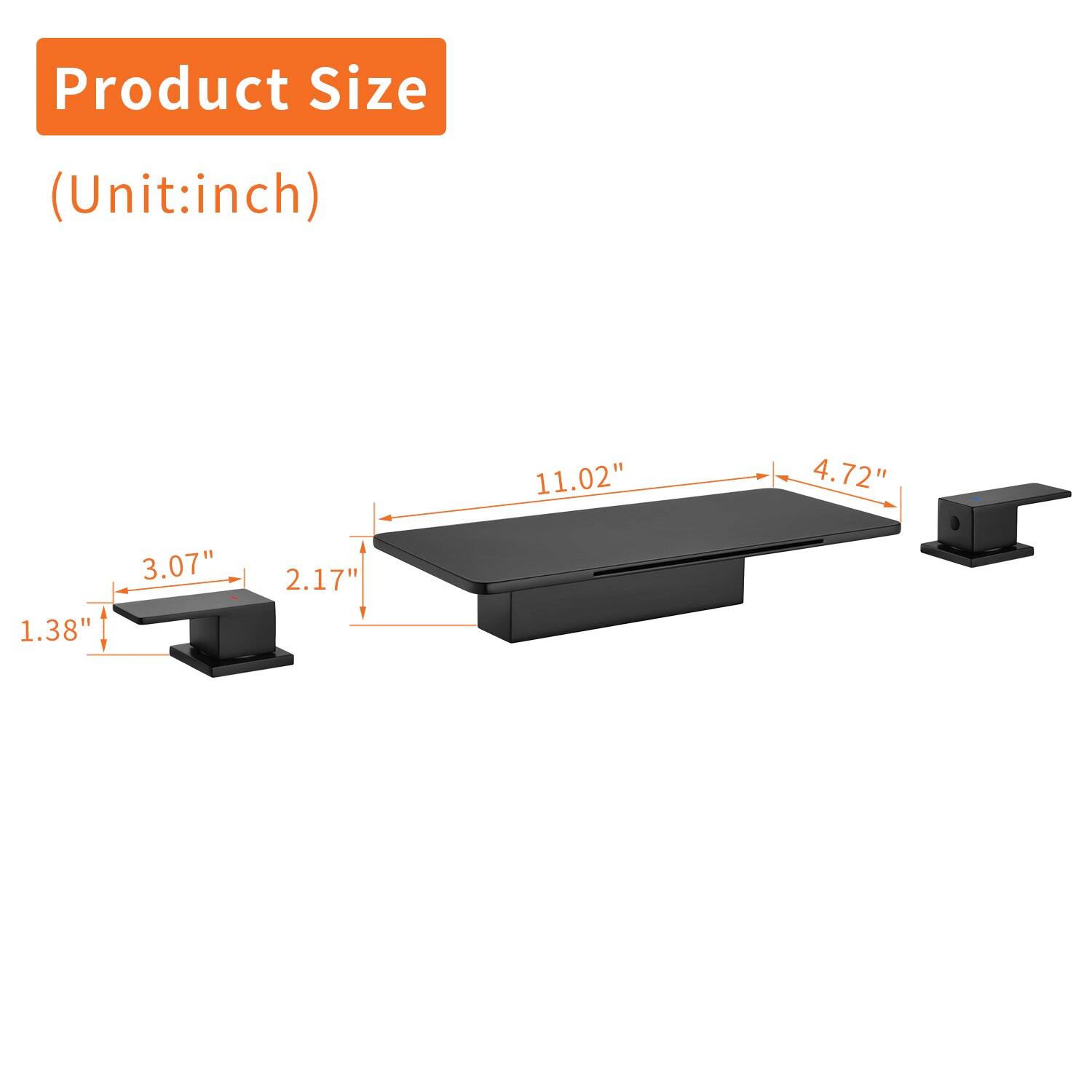 Product Size (Unit: inch)  
11.02" x 4.72" x 3.07" x 2.17" x 1.38"