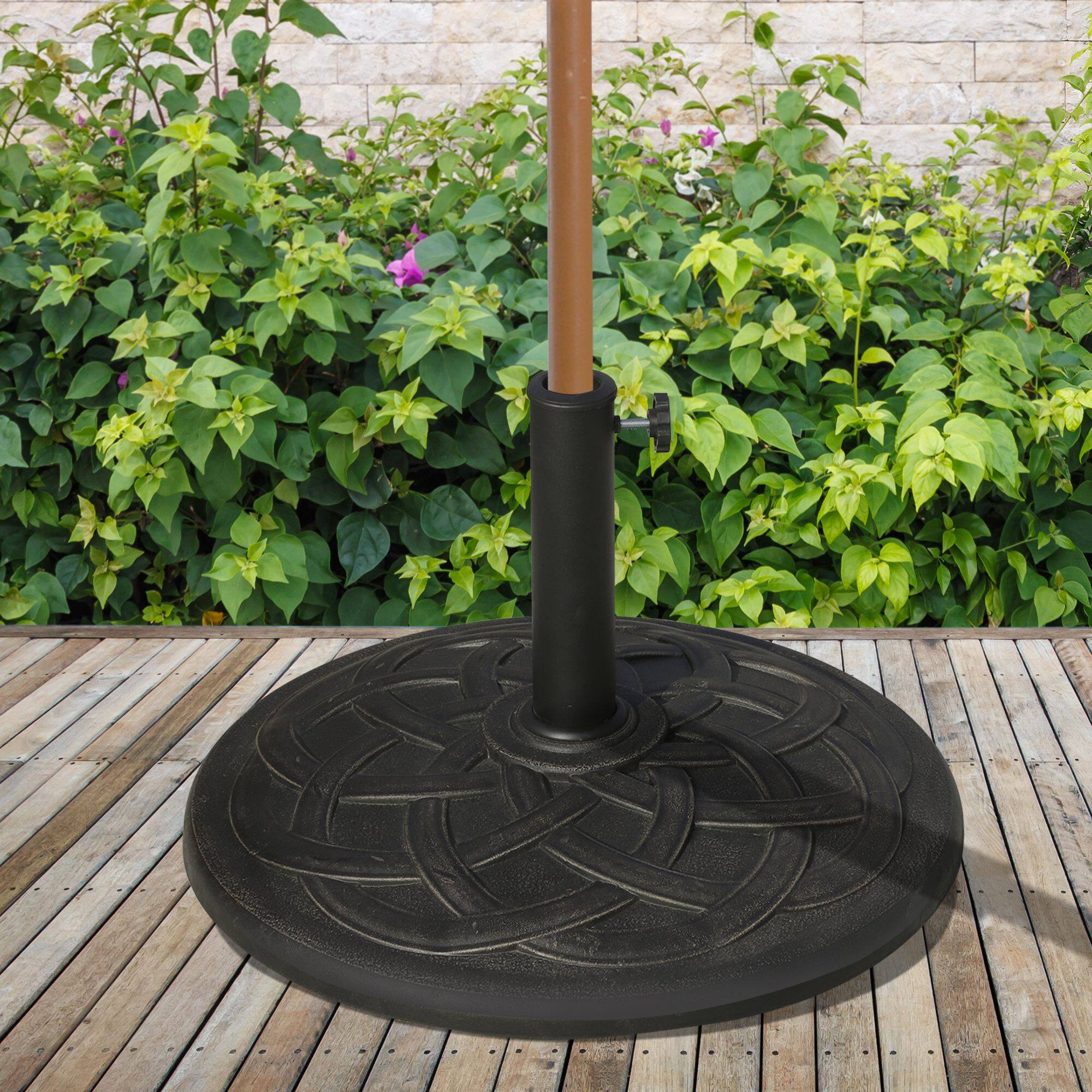 Alt View 1. Outsunny - 22" 42 lbs Round Resin Umbrella Base Stand Market Parasol Holder with Beautiful Decorative Pattern & Easy Setup - Bronze.