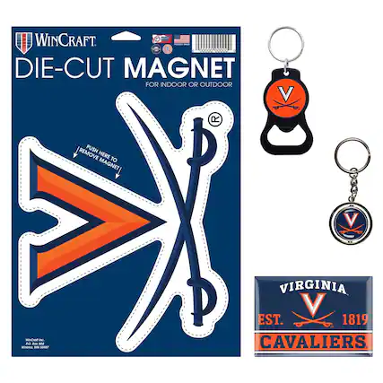 WINCRAFT
DIE-CUT MAGNET
FOR INDOOR OR OUTDOOR
PUSH HERE TO REMOVE MAGNET
VIRGINIA
EST. 1819
CAVALIERS
WinCraft Inc.
P.O. Box 886
Winona, MN 55987
