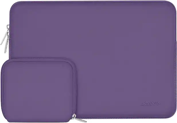 Front. mosiso - 13-13.3 inch Laptop Sleeve Bag for MacBook Air Pro 13 14 HP Dell ASUS Lenovo, Neoprene Computer Sleeve with Small Case - Grape Purple.