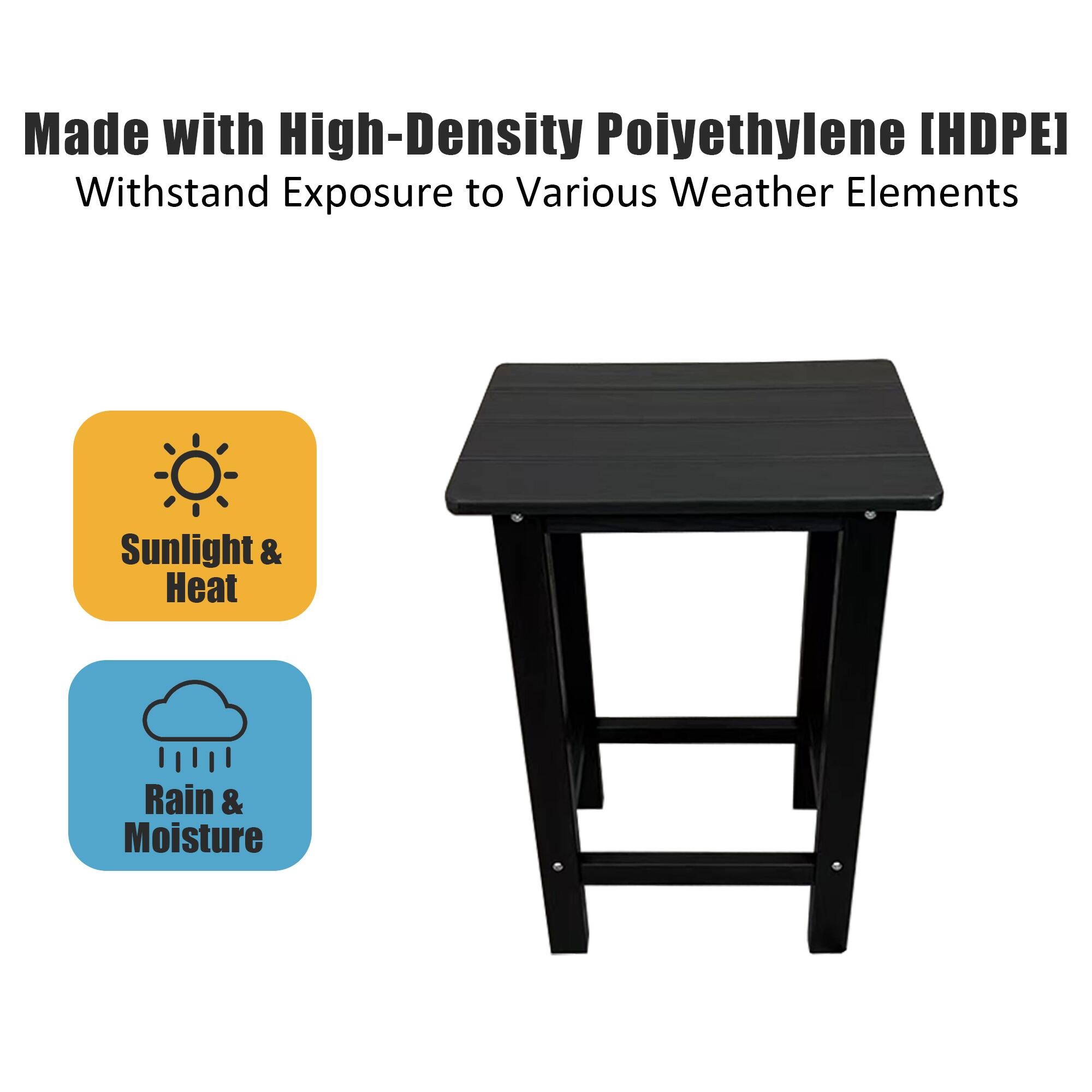 Made with High-Density Polyethylene (HDPE)  
Withstand Exposure to Various Weather Elements  

Sunlight & Heat  
Rain & Moisture