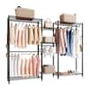 Front. VEVOR - Clothing Garment Rack, Heavy Duty Closet Wardrobe, 7 Adjustable Tiers Clothes Racks with Steel Frame - Black.