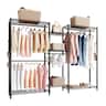 VEVOR - Clothing Garment Rack, Heavy Duty Closet Wardrobe, 7 Adjustable Tiers Clothes Racks with Steel Frame - Black