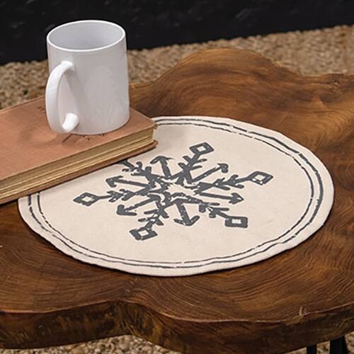 Angle. BreeBe - Snowflake Gray Round Mat - Grey.