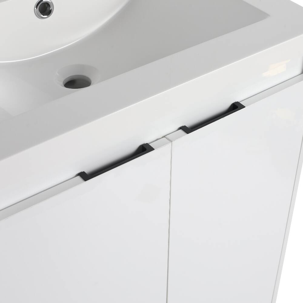 Alt View 10. Loheer - Loheer 24 inch freestanding bathroom vanity with resin sink, glossy white - Glossy White.