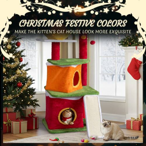 CHRISTMAS FESTIVE COLORS  
MAKE THE KITTEN'S CAT HOUSE LOOK MORE EXQUISITE