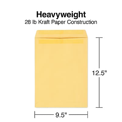 Heavyweight  
28 lb Kraft Paper Construction  
12.5" x 9.5"