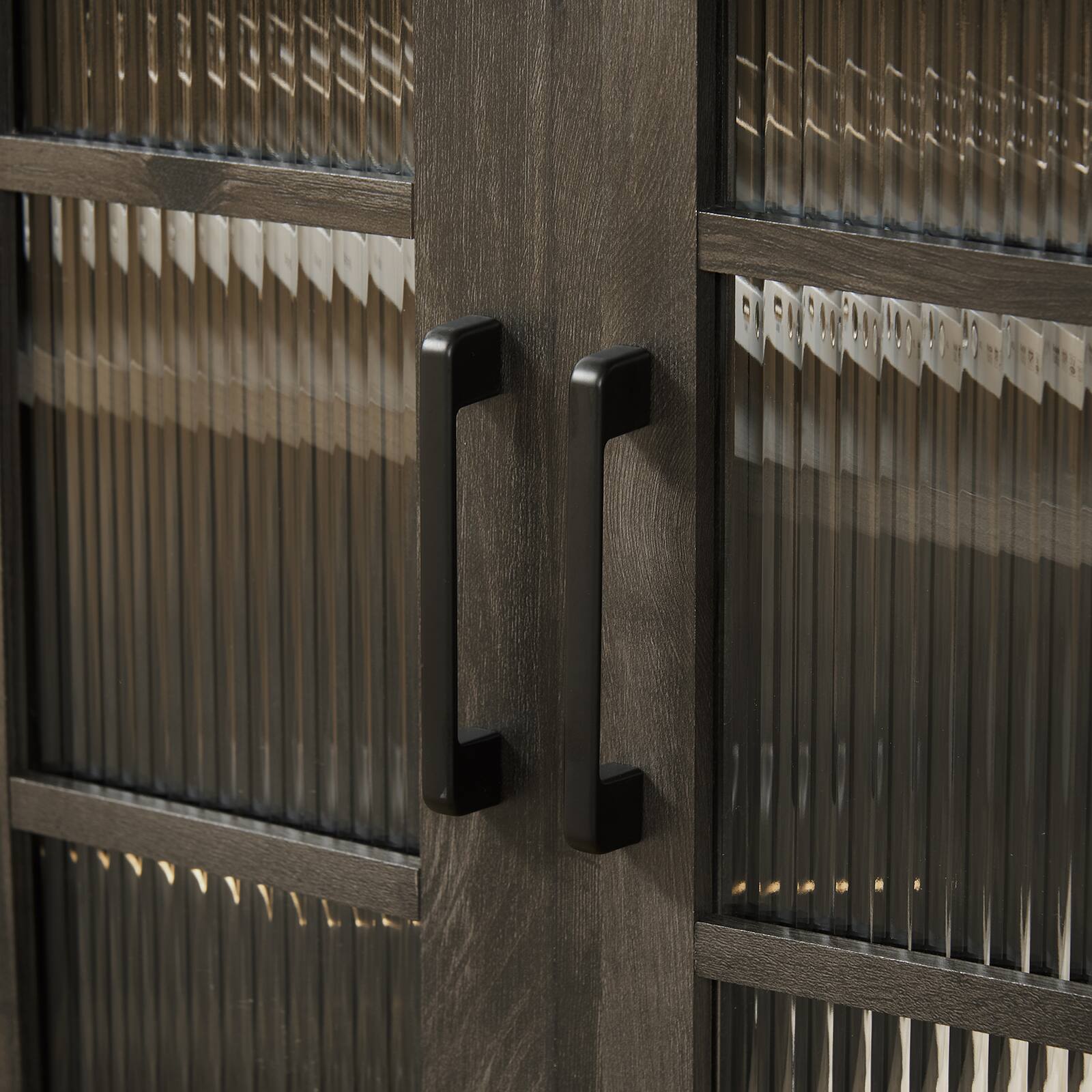 Alt View 1. Chateau Abodes - 60" Classic TV Stand Entertainment Console with 2 Sliding Fluted Glass Tempered Doors for TV Up to 65" - Charcoal Grey.