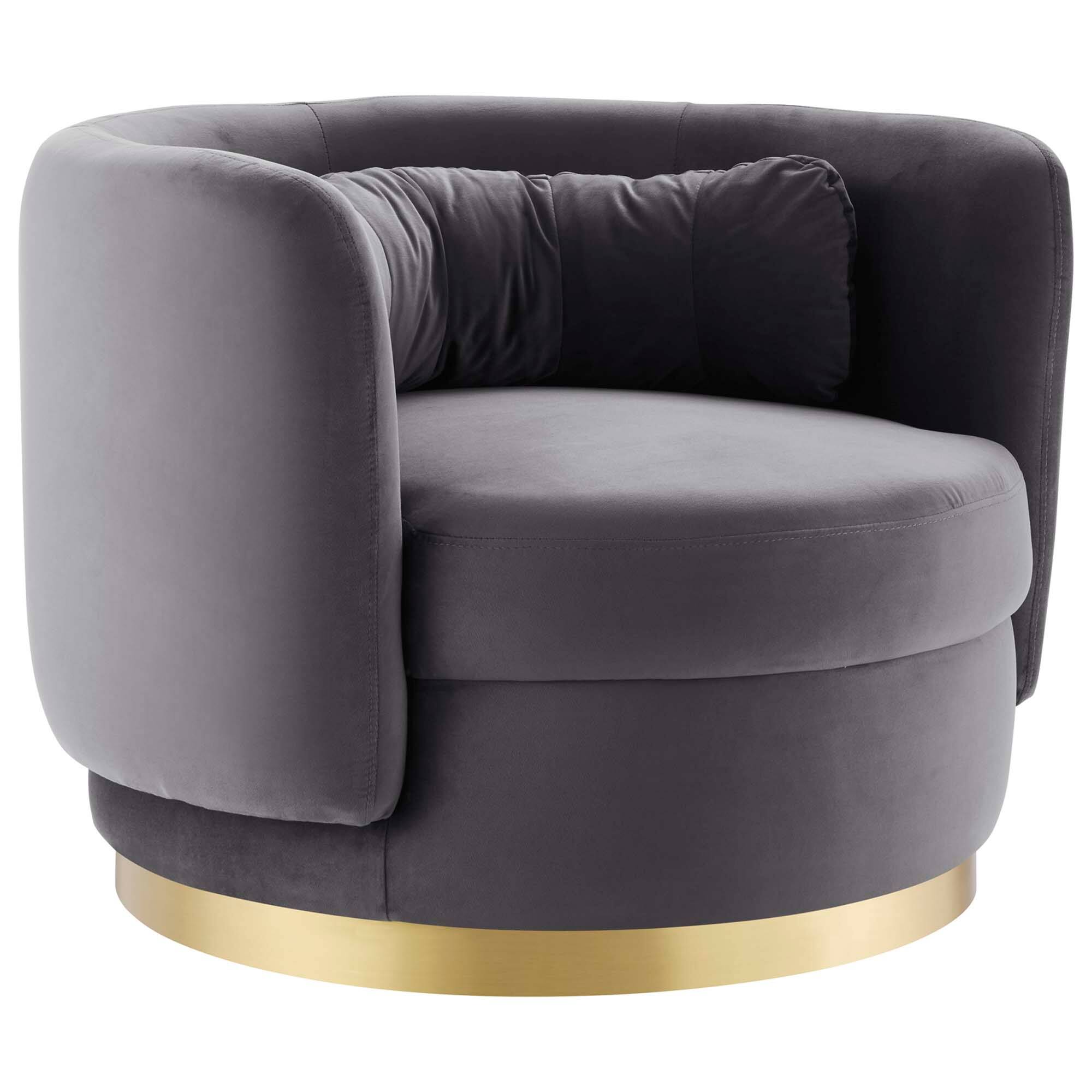 Angle. Modway - Relish Performance Velvet Swivel Chair by Modway - Gold Gray.