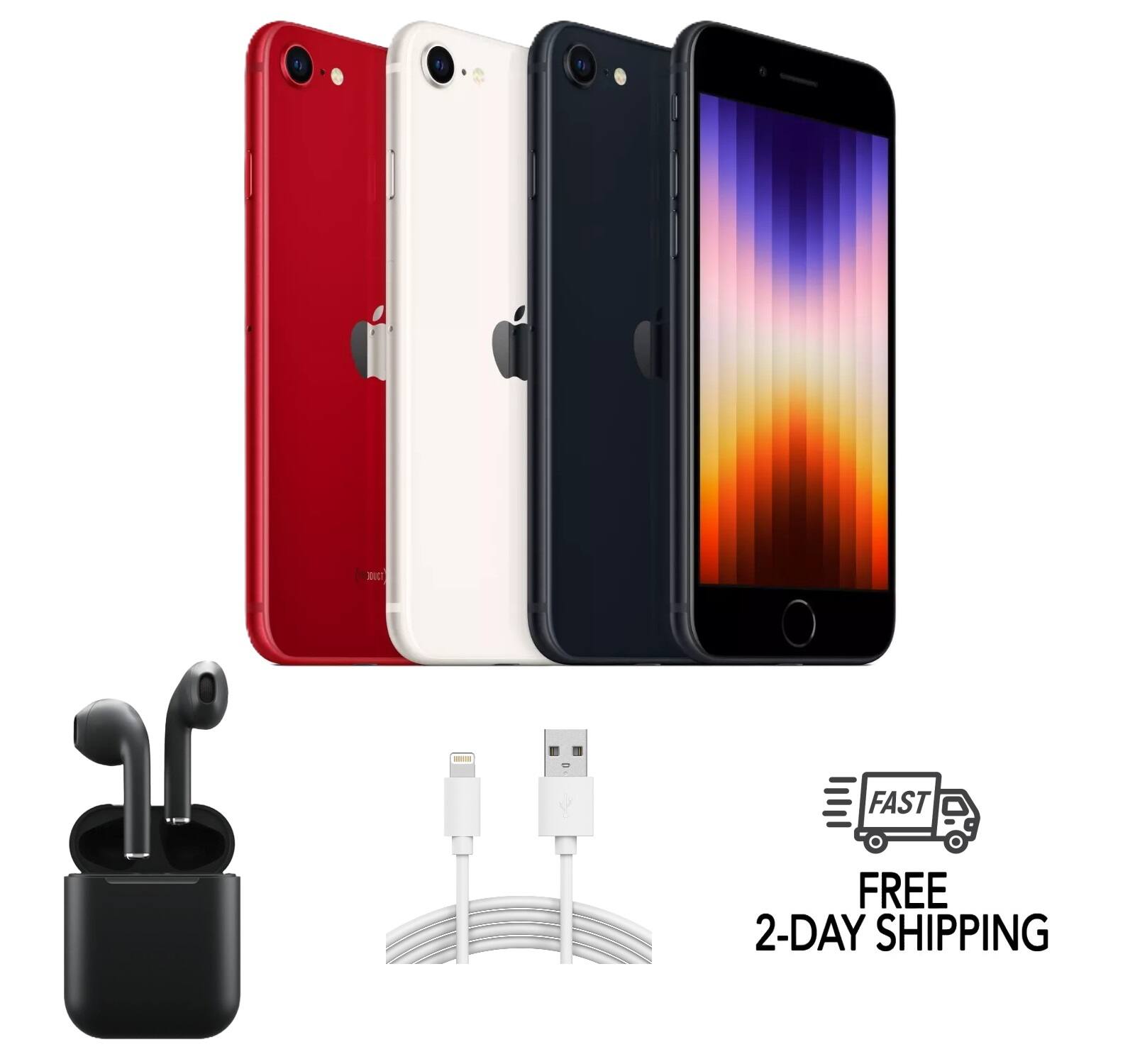 Apple - Refurbished Excellent - iPhone SE (3rd Gen) A2595 (Fully Unlocked) 128GB w/ Wireless Earbuds - Starlight