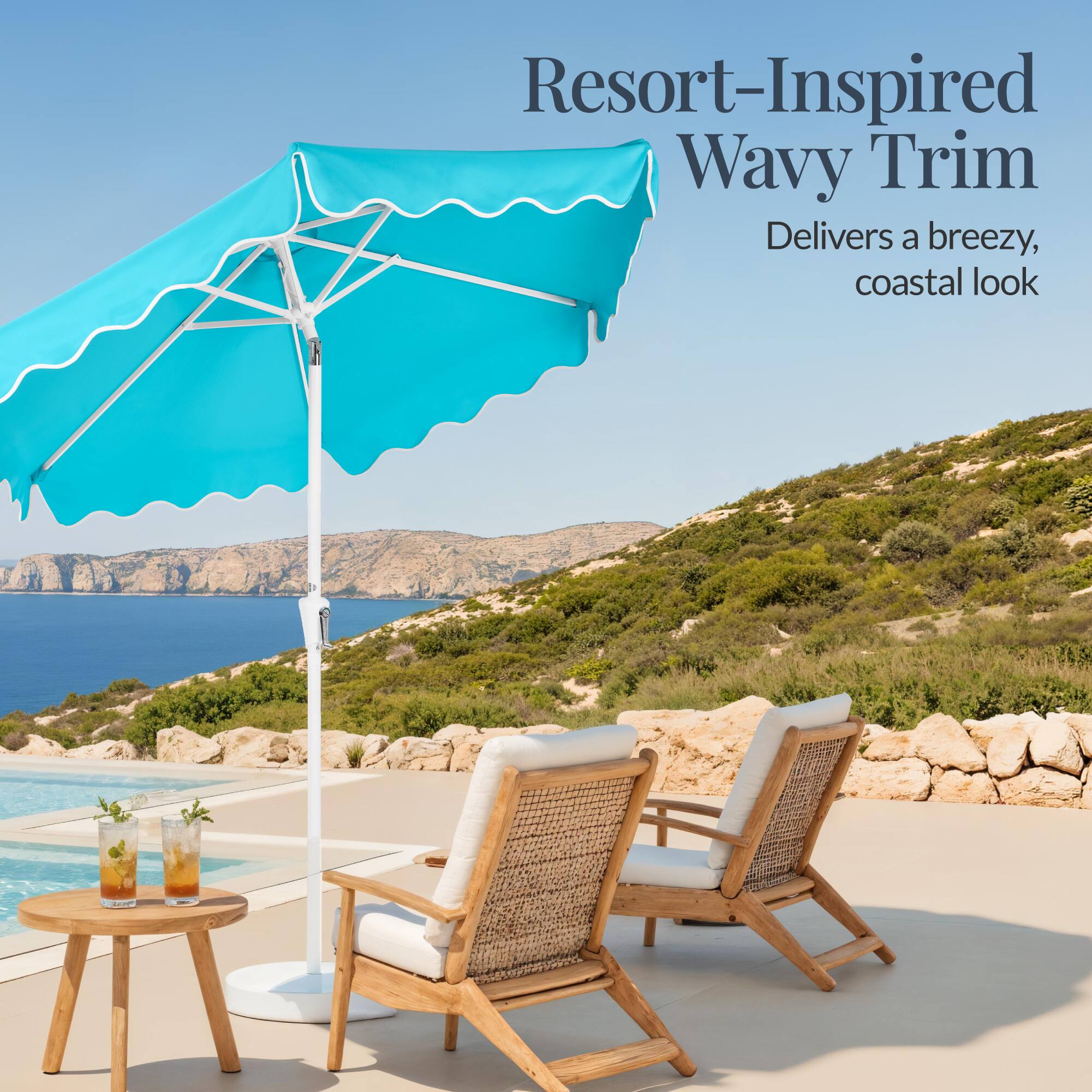 Resort-Inspired Wavy Trim  
Delivers a breezy, coastal look