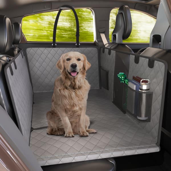 Katziela - Large Seat Guard Waterproof Back Seat Extended Cover With Mesh Window Storage Pockets