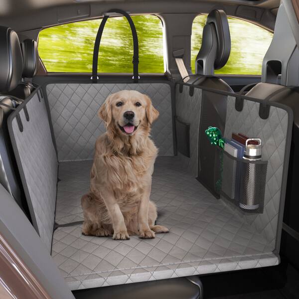Front. Katziela - Large Seat Guard Waterproof Back Seat Extended Cover With Mesh Window Storage Pockets.