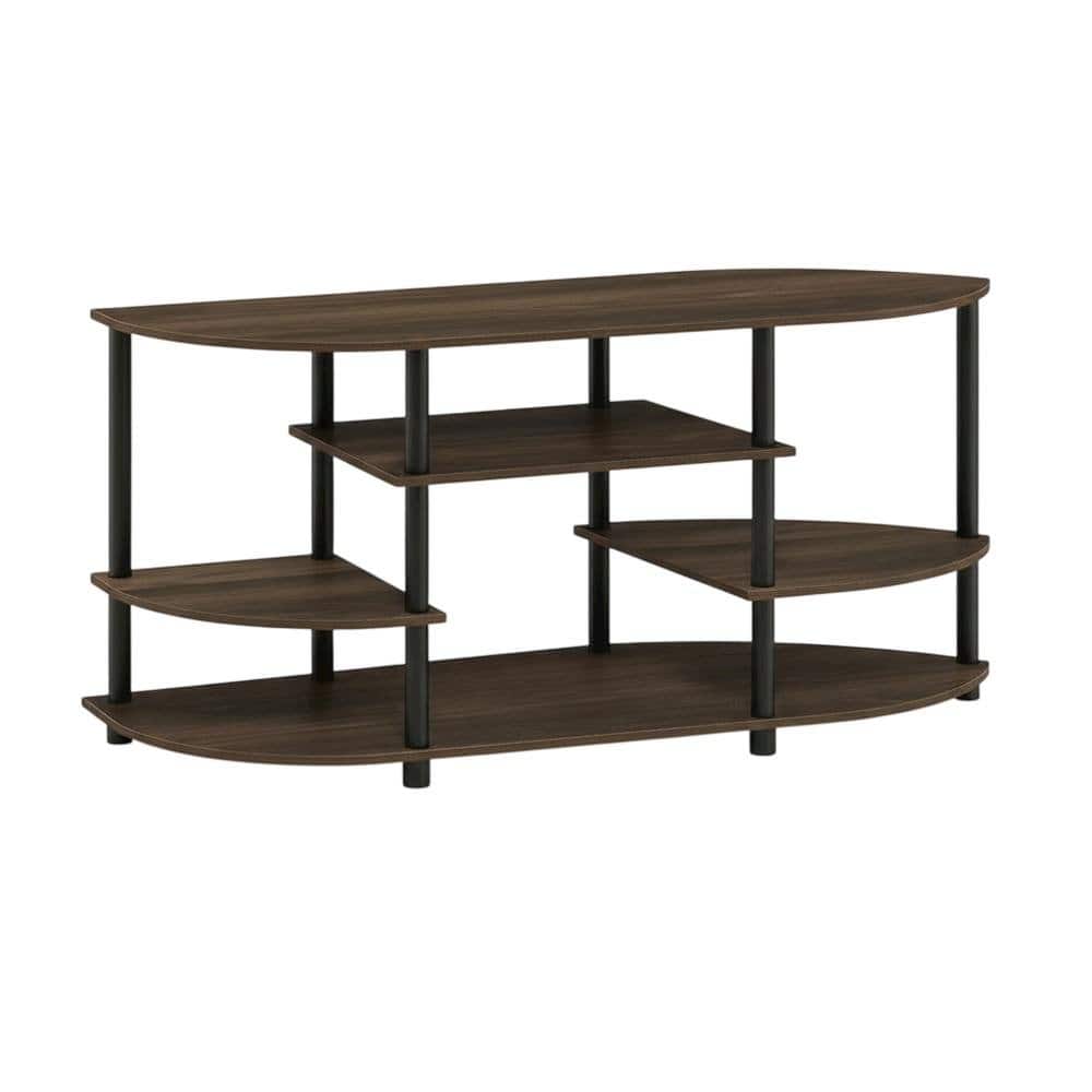 FurniFact - Corner TV Stand in Columbia Walnut/Black, Modern Design, Wood-Composite Material - Brown Black