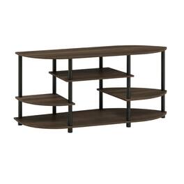 FurniFact - Corner TV Stand in Columbia Walnut/Black, Modern Design, Wood-Composite Material - Brown Black