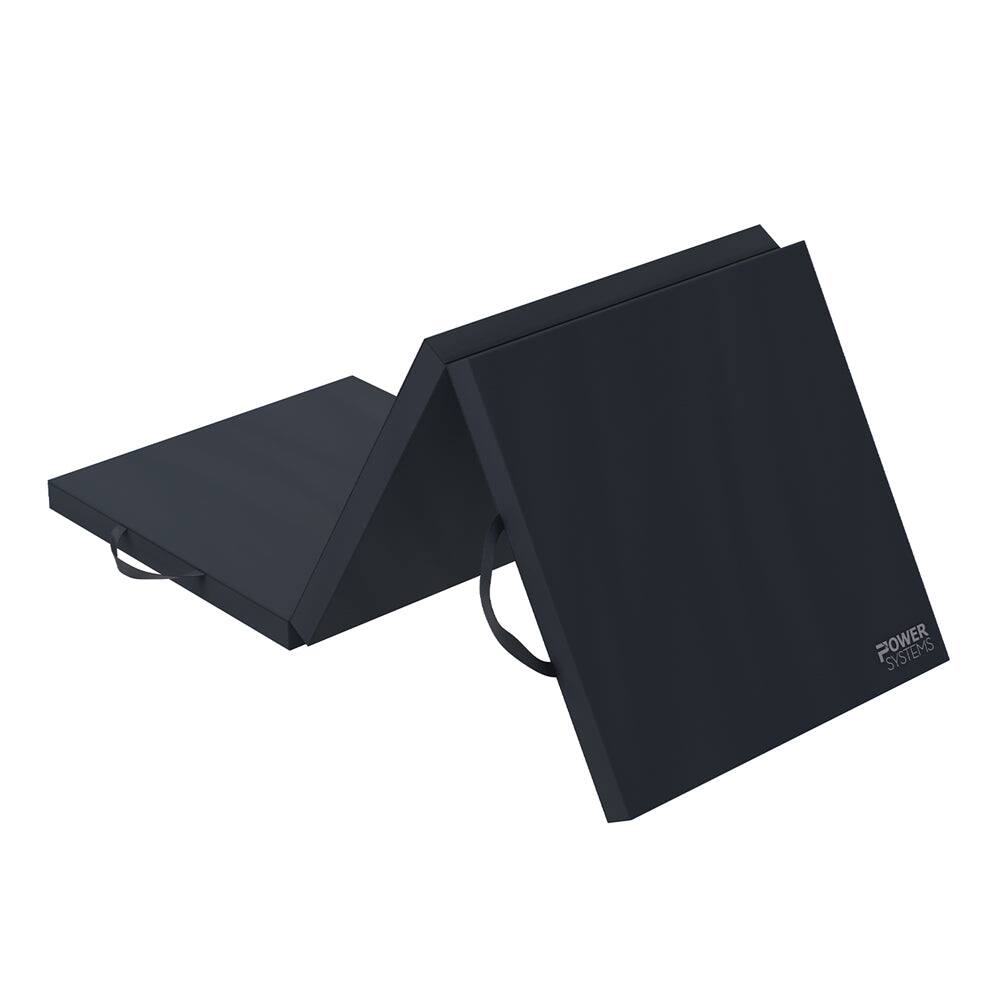 Front. Power Systems - Premium Gym Mat, Foldable Exercise Mat for Home Workouts (72 x 36 x 2 in) - Jet Black.