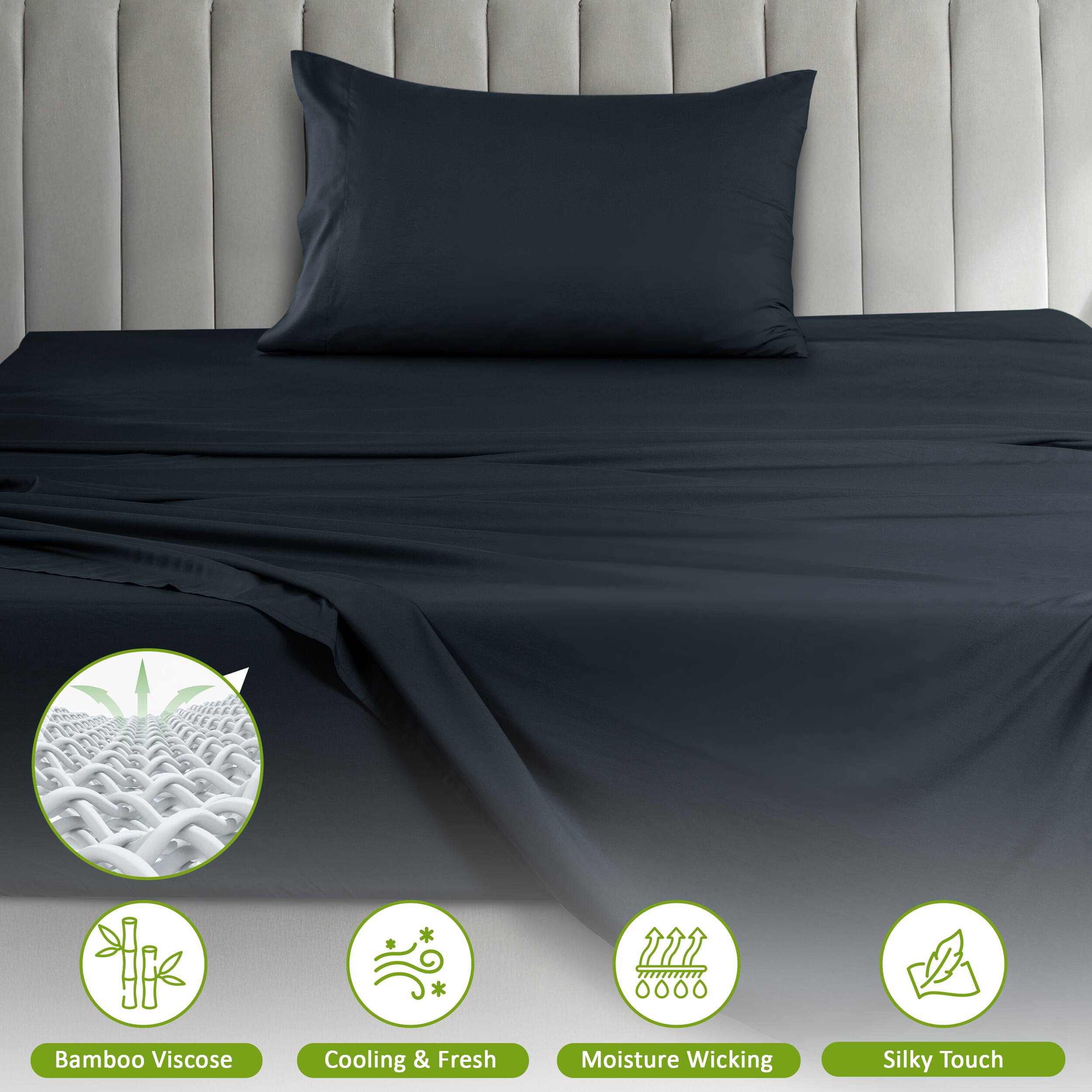 Bamboo Viscose  
Cooling & Fresh  
Moisture Wicking  
Silky Touch