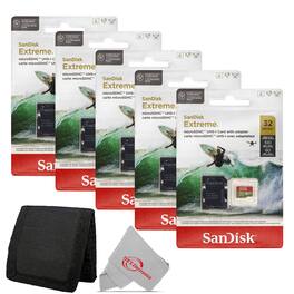SanDisk Professional - 5x SanDisk 32GB Extreme UHS-I microSDHC Memory Card with SD Adapter and Card Wallet
