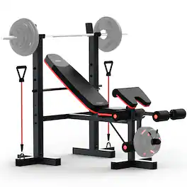 HARISON - 6-in-1 Weight Bench with Squat Rack, 660 LB Capacity, Adjustable Home Gym Strength Training Equipment (BBG30813-A) - Black