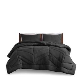 Gracie Mills - Solid Quilted Chevron Comforter Set with 350 GSM Polyfill - Black