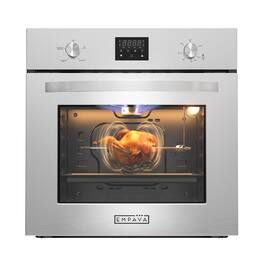 Empava - 24 in. Natural Gas Single Wall Oven 2.3 cu. ft. Capacity - Kitchen Compact Convection Oven - Digital Timer - Stainless Steel