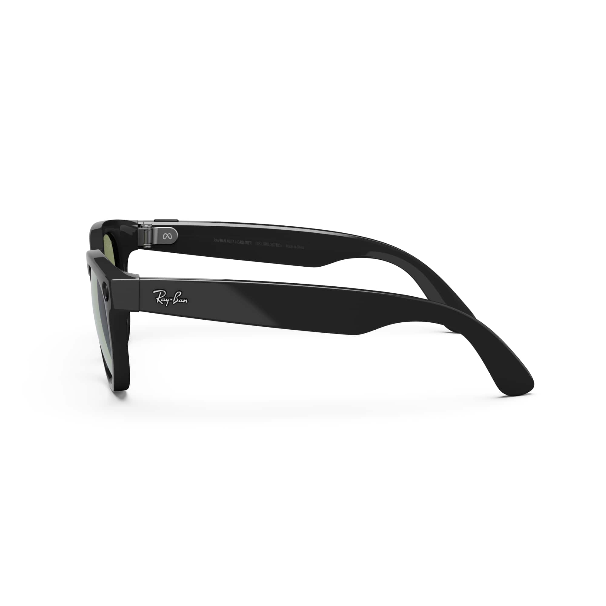 Alt View 9. Ray-Ban Meta - Headliner (Gen 1) glasses with Meta AI, Audio, Photo, Video Compatibility - Polarized Green Lenses - Shiny Black.