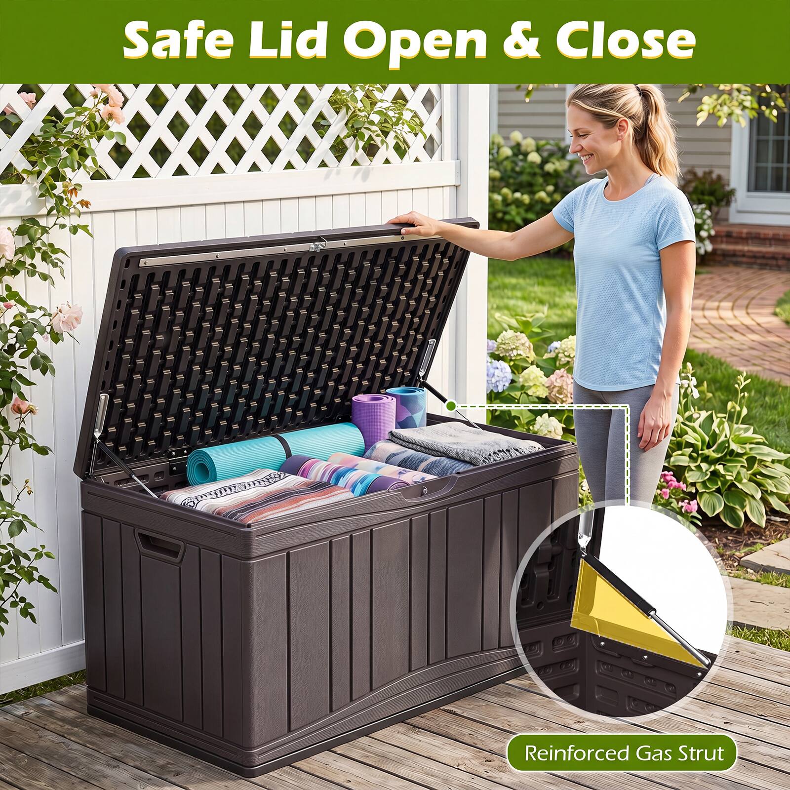 Safe Lid Open & Close  
Reinforced Gas Strut