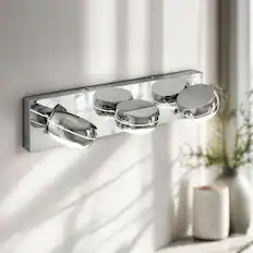 Front. RYHNUYNE - 20 " LED Vanity Light, 3‑Light Chrome Bathroom Light Fixture Over Mirror,Wall Mount Mirror Lighting for Bathroom - Chrome.