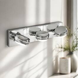 RYHNUYNE - 20 " LED Vanity Light, 3‑Light Bathroom Light Fixture Over Mirror,Wall Mount Mirror Lighting for Bathroom - Chrome