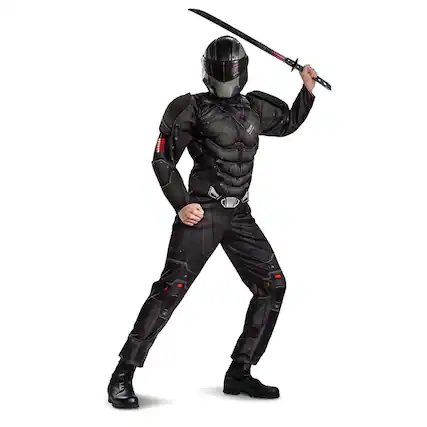 Front. Disguise - G.I. Joe Snake Eyes Origins Adult Costume | L/XL (42-46) - Black.
