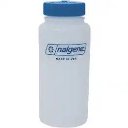 Nalgene - HDPE Plastic Wide Mouth Storage Bottle - 16 oz. - Clear/Blue