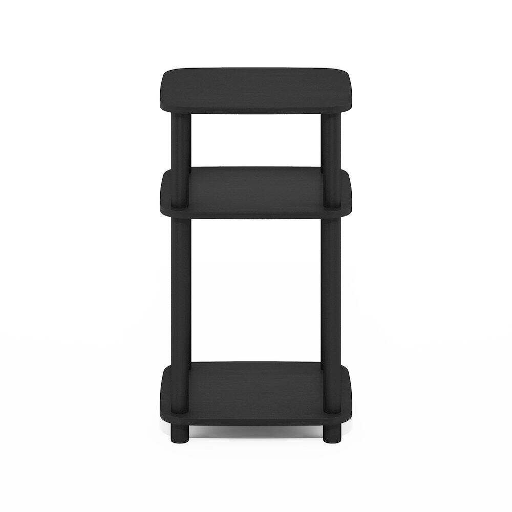Angle. Furinno - JUST Night Stand, 3-Tier Turn-N-Tube Nightstand with Open Shelf, Round Curve Corner Side Table, End Table, Easy Assembly - Americano/Black.