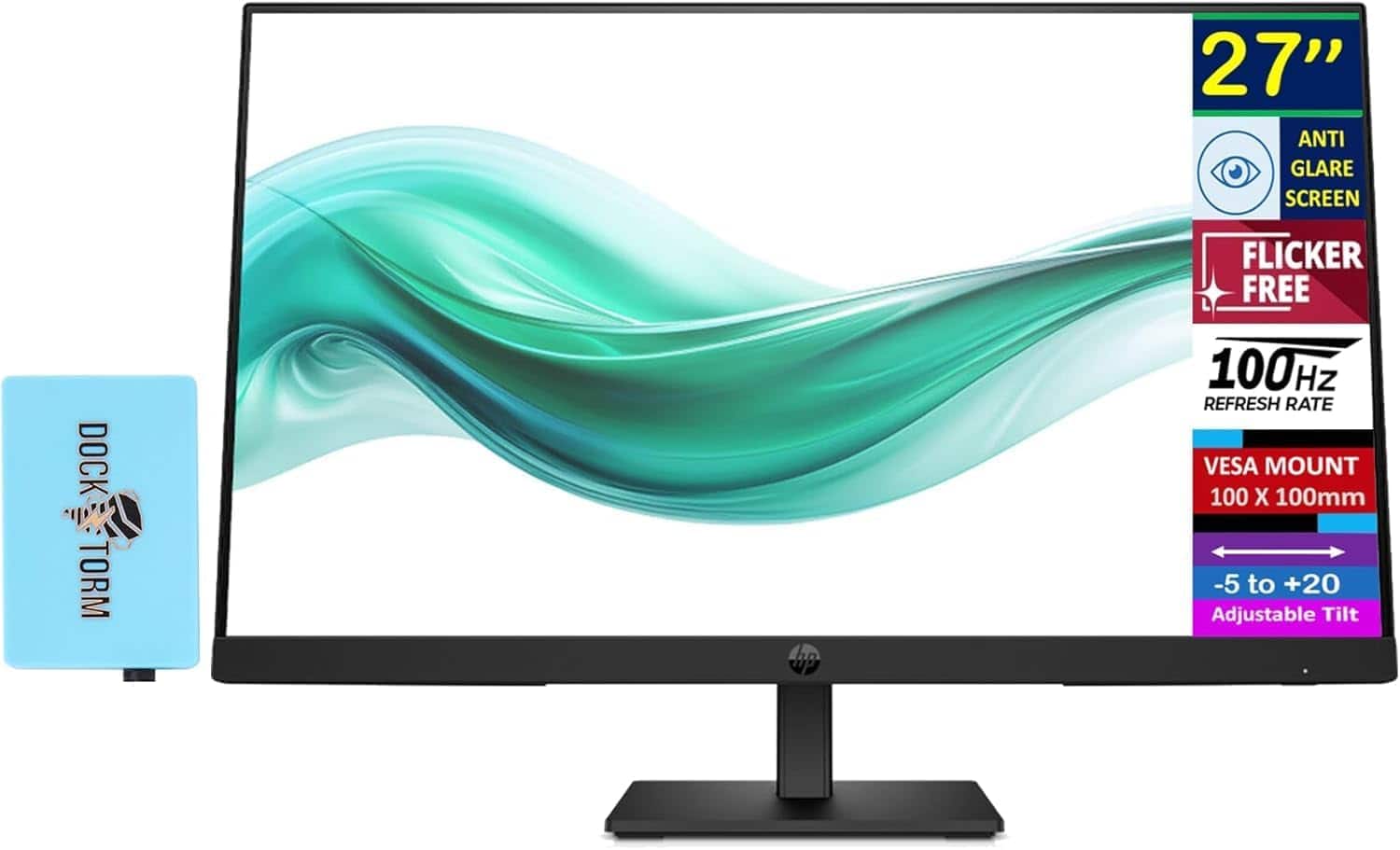 HP - 27" FHD IPS Monitor, 5ms Response Time, Anti-Glare, Flicker Free, VESA Mount, VGA, HDMI & DKZ Hub, Color - Black