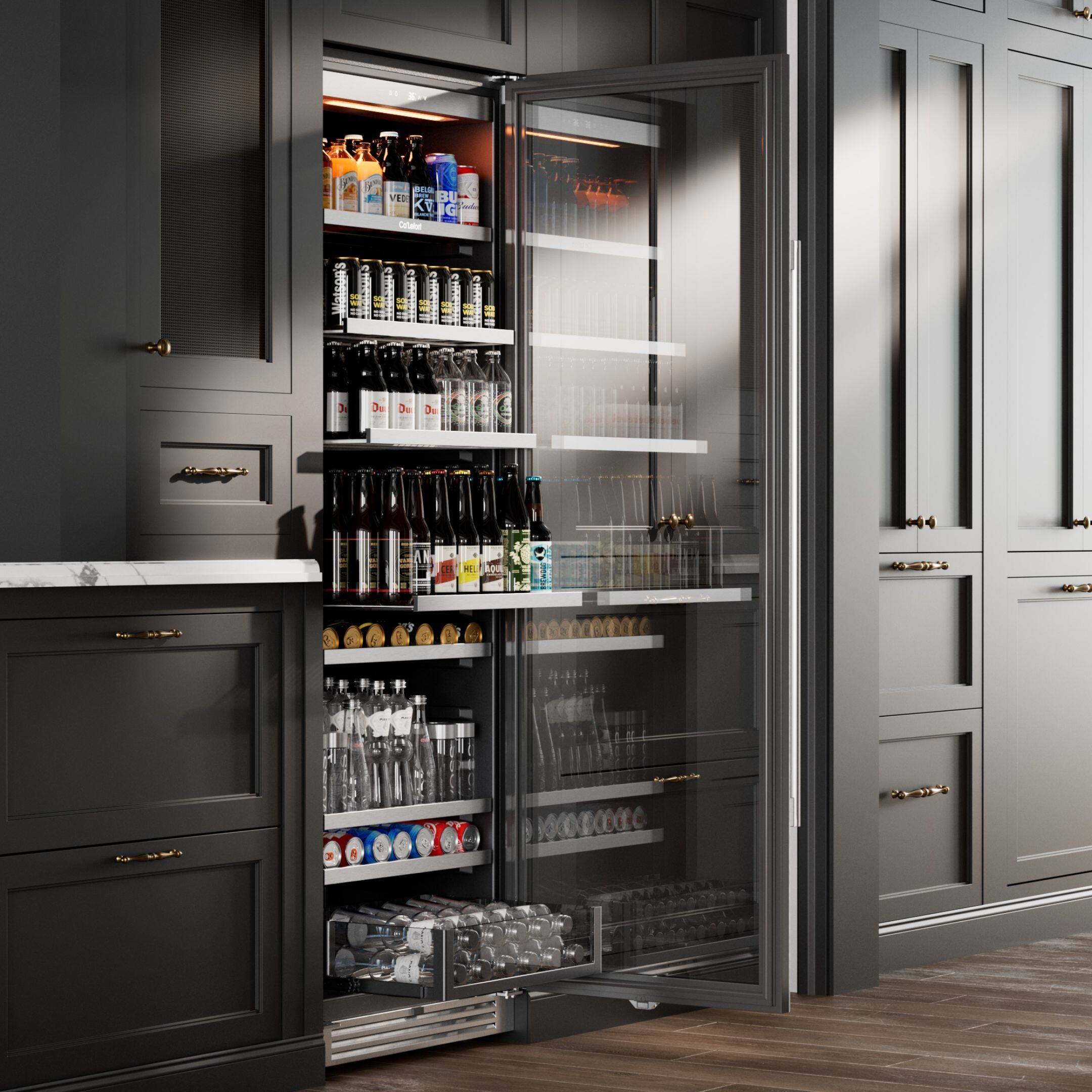 Alt View 10. Ca'Lefort - 24 inch 373 Cans Beverage Refrigerators,Freestanding or Built-In Beverage Cooler with 3 Color LED Light for Home,Bar - Silver.