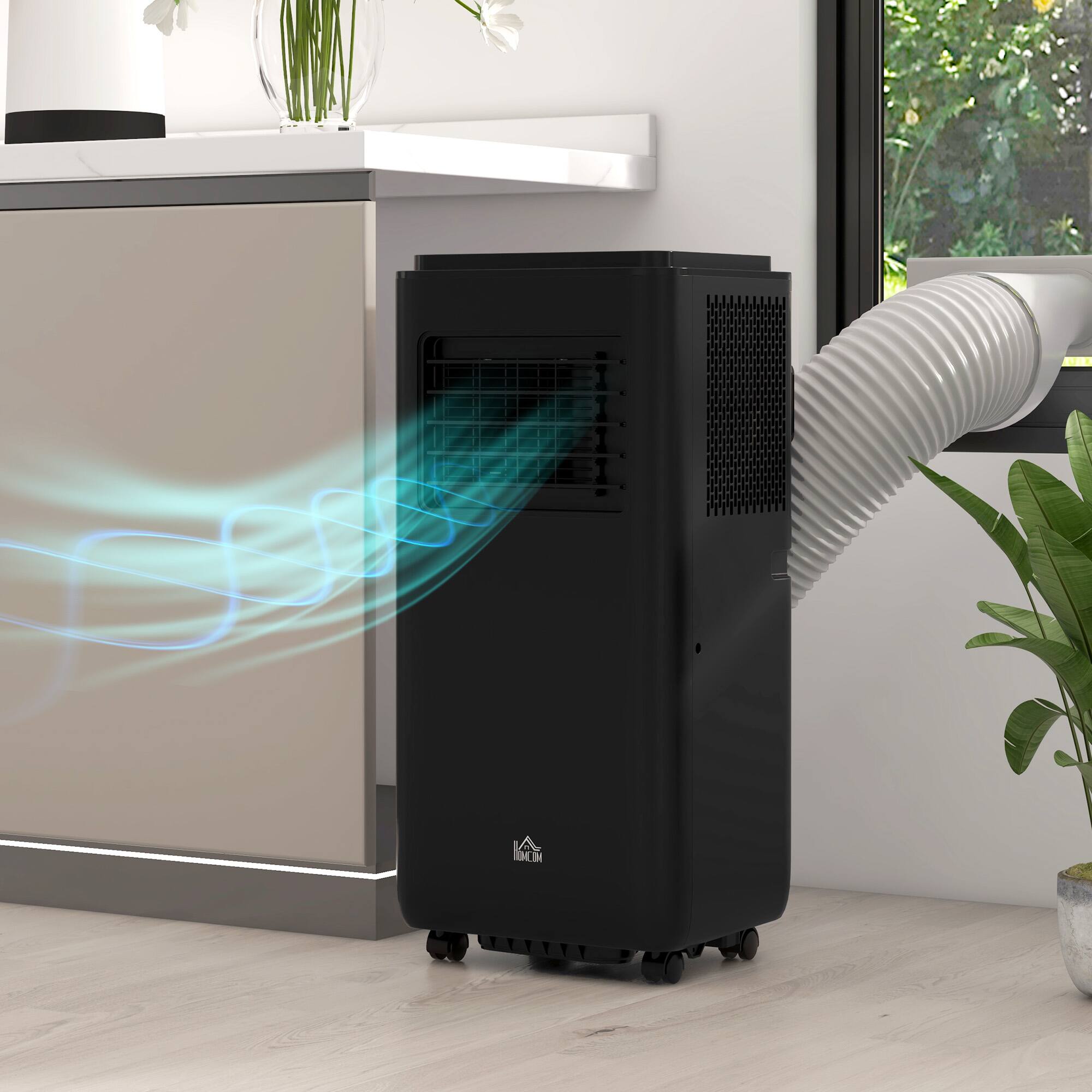 Alt View 8. Homcom - BTU Moible Air Conditioner 345 Sq. Ft., Dehumidifier Fan Auto Sleep with 24H Timer On/Off - Black.