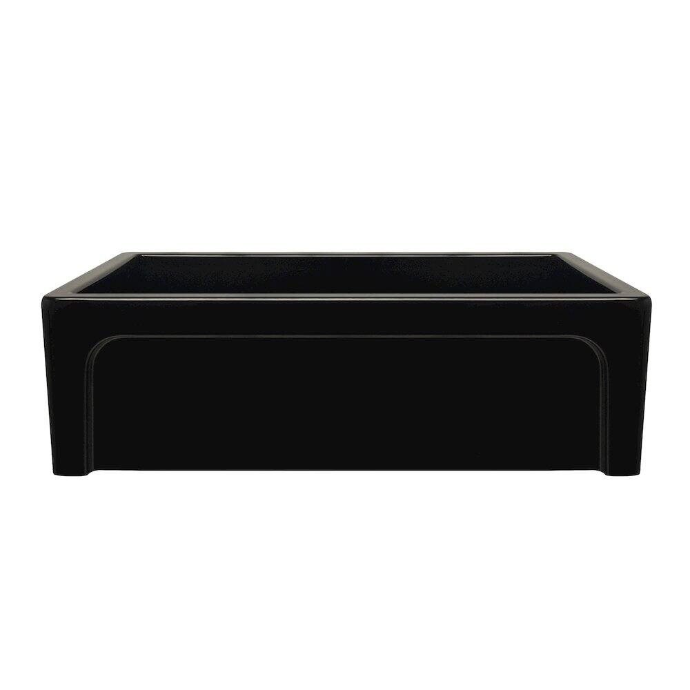 Left. Whitehaus - Shakerhaus 33" Reversible Kitchen Fireclay Sink - Black.