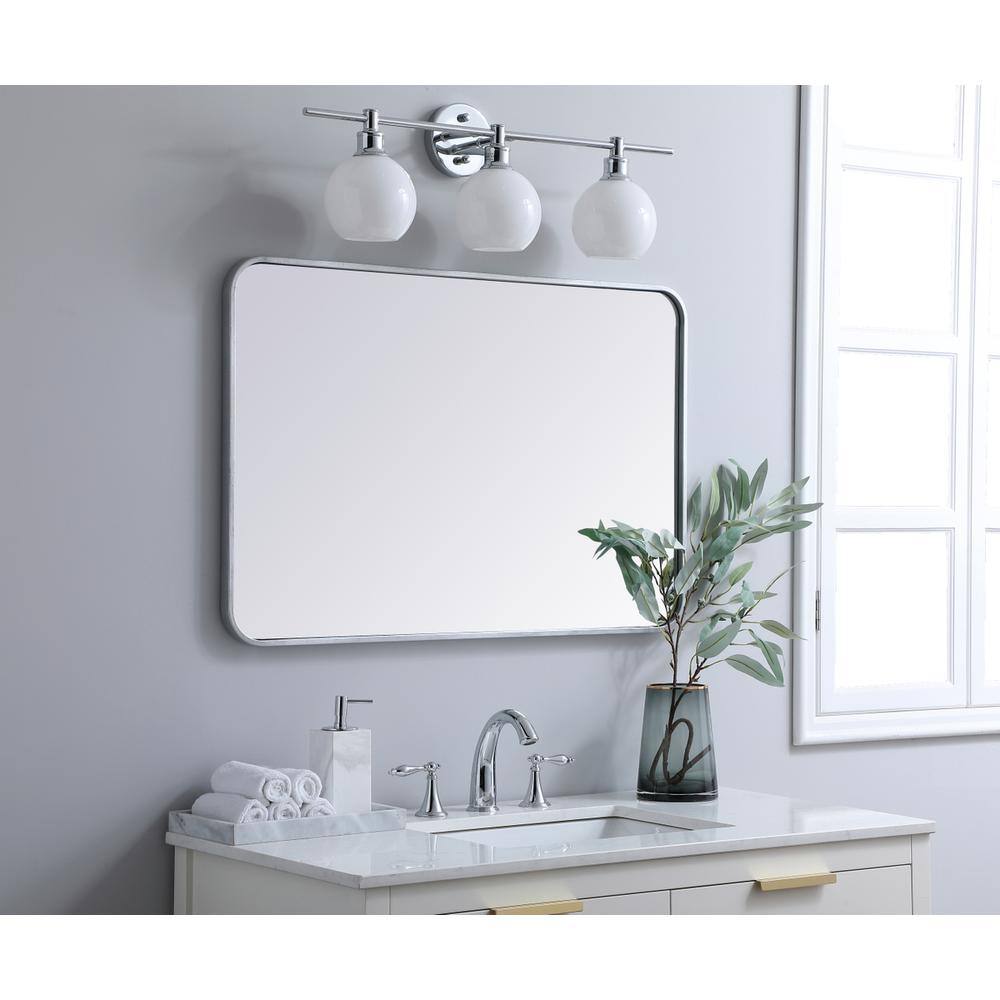 Alt View 7. Elegant Decor - Soft corner metal rectangular mirror 24x36 inch in Silver - Silver.