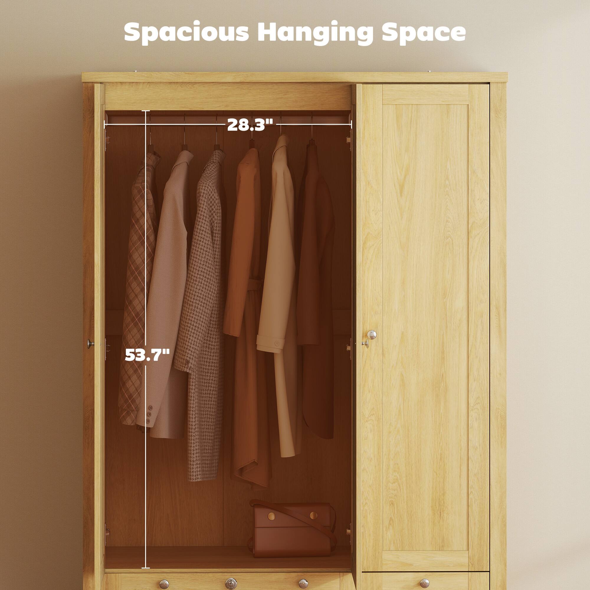 Spacious Hanging Space  
28.3"  
53.7"