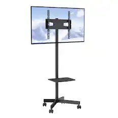 Front. VEVOR - Mobile TV Stand, Mobile TV Cart for 23 to 60 inch TVs, Height Adjustable Portable TV Stand with Wheels - Black.