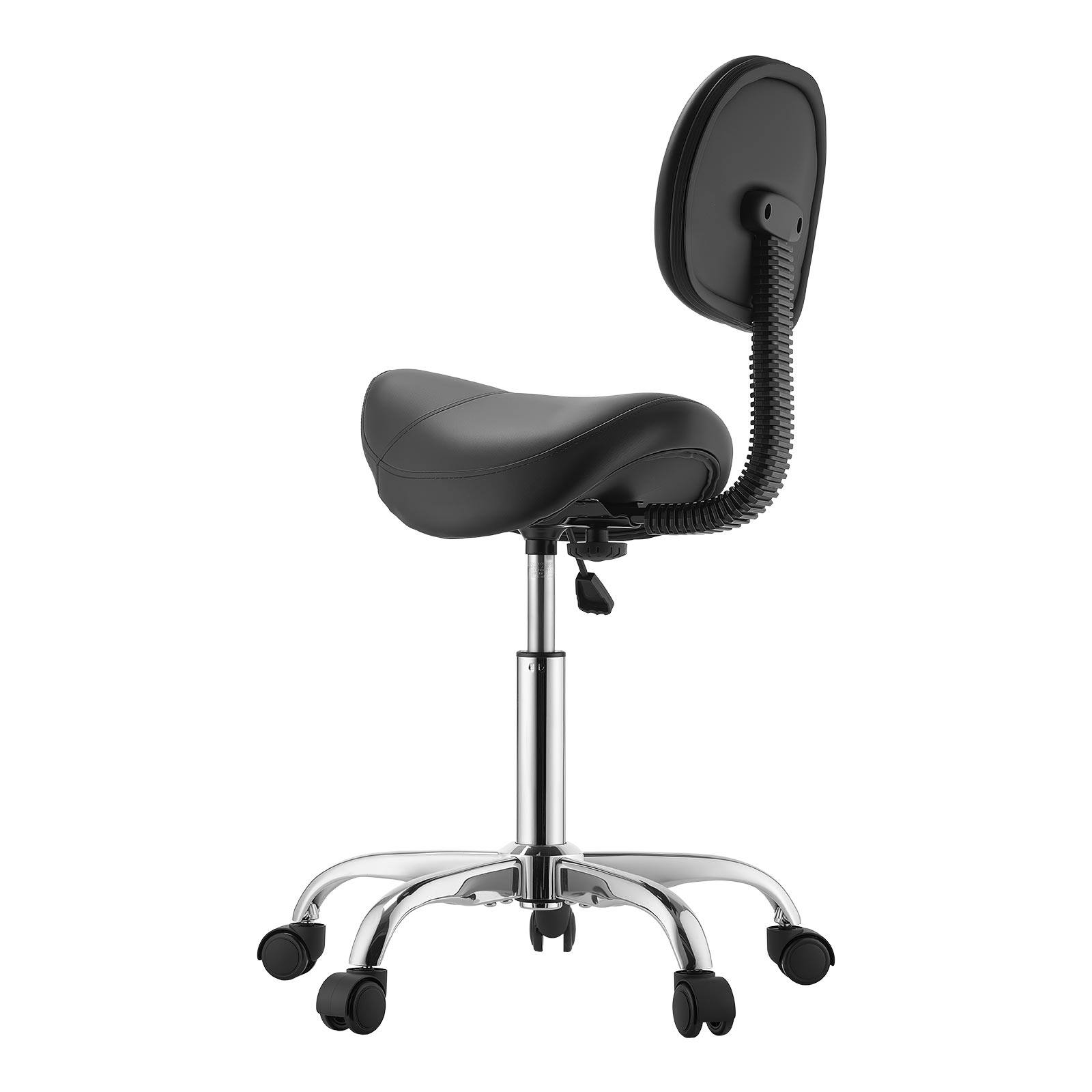 Alt View 5. VEVOR - Saddle Stool with Back Support,500 lbs Weight Capacity, Height Adjustable, Ergonomic PU Leather Seat, 360° Swivel Saddle - Black.